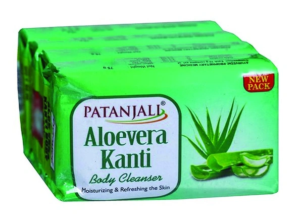 PATANJALI ALOE VERA KANTI SOAP - 75 GRM, 4 PSC SET