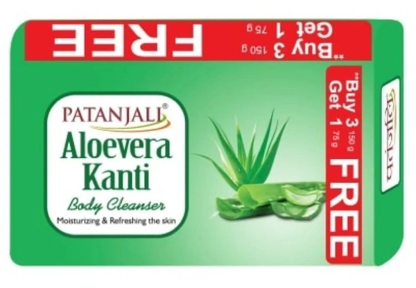 PATANJALI ALOE VERA KANTI SOAP - 150G, 3X150G + 1X75G
