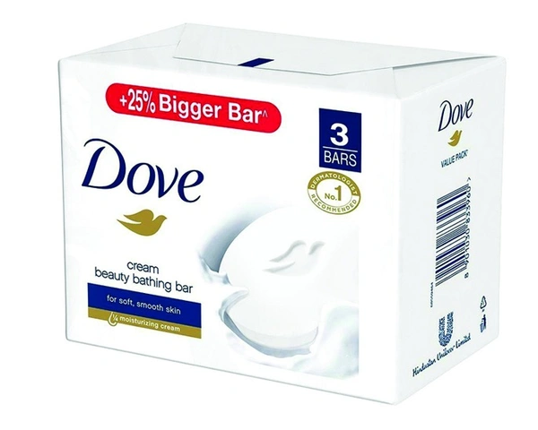 DOVE CREAM BEAUTY BATHING BAR - 125 GRM, 3 PSC SET