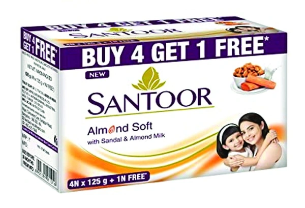 SANTOOR ALMOND SOFT - 125 GRM, 4+1