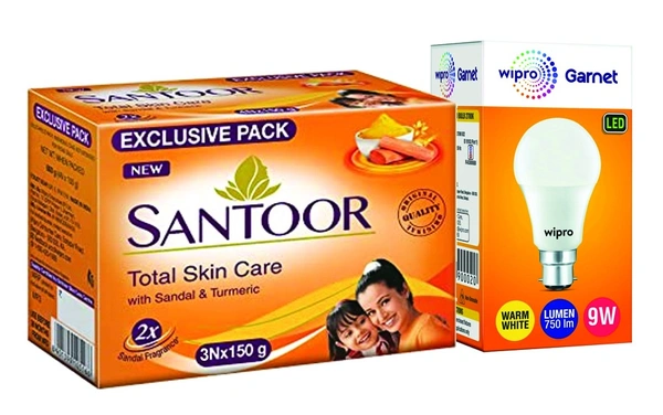 SANTOOR SANDAL & TERMERIC - 150 GRM, 3 PSC