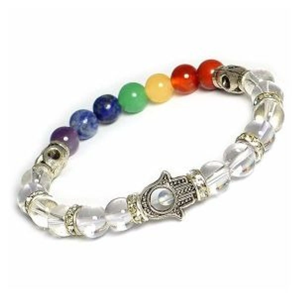 Clear Quartz &7Chakra Hamsa Hand