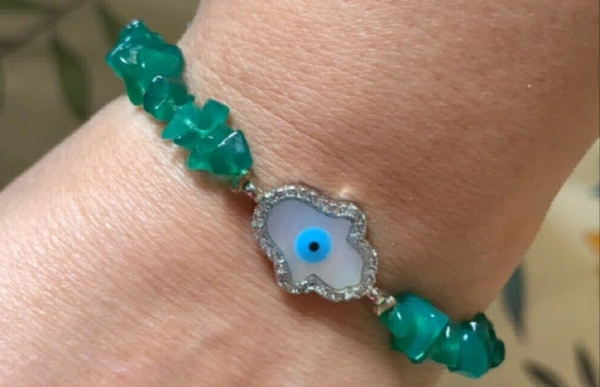 11:11 Emerald EVIL EYE hamza Hand - Pine Green, Free Size, 40grams