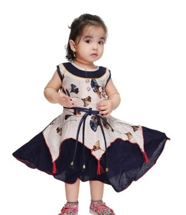 Girls Cream Cotton Frocks & Dresses Pack Of 1 - 2-3 Years