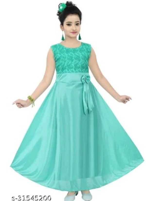 Girls Mint Green Satin Frocks & Dresses Pack Of 1 - 2-3 Years