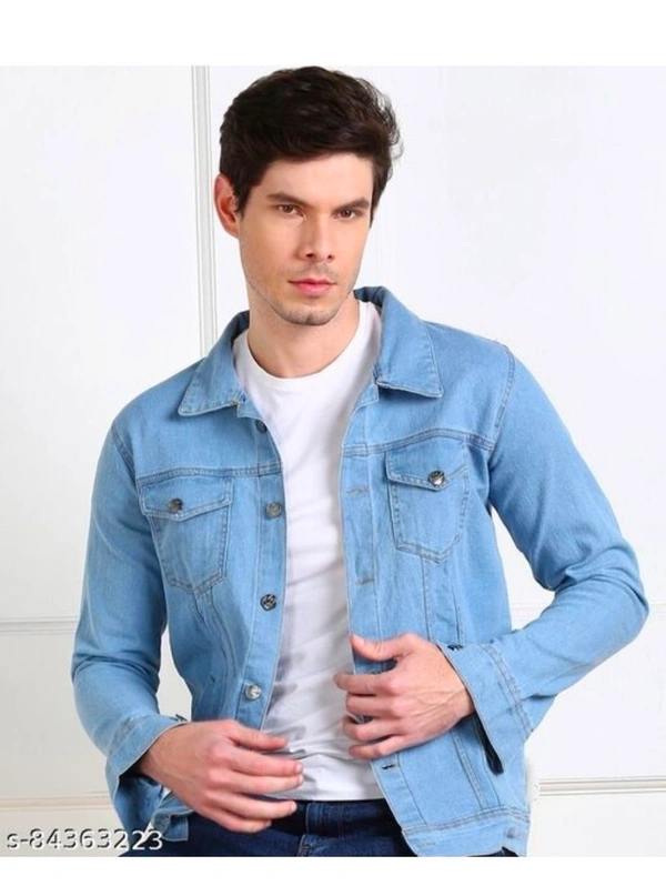 Trendy Modern Men JacketsName: Trendy Modern Men JacketsFabric: DenimSleeve Length: Long SleevesPattern: SolidNet Quantity (N): 1Sizes:S (Length Size: 26 in) M (Length Size: 27 in) L (Length Size: 27 in) XL (Length Size: 27 in) Country of Origin: India - S