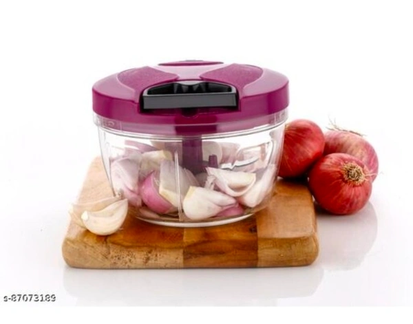 Latest Hand Chopper(450 ml, Purple)Name: Latest Hand Chopper(450 ml, Purple)Body Material: PlasticBlade Material: Stainless SteelIdeal For: MultipurposeProduct Breadth: 10 CmProduct Height: 12 CmProduct Length: 12 CmNet Quantity (N): Pack Of 1Country of Origin: India