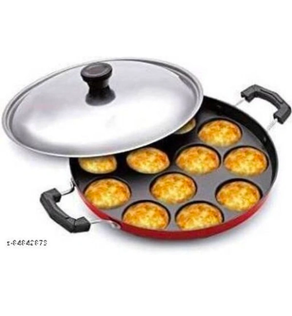 Appam, Appam Maker, Non Sick Pan, Paddu Maker Pot Pan.Name: Appam, Appam Maker, Non Sick Pan, Paddu Maker Pot Pan.Material: AluminiumNet Quantity (N): Pack of 1Length: 23 MBreadth: 2.5 MHeight: 23 MSize (in ltrs): 1 LMake tasty appams or paniyarams in this Non-stick Appam Patra from Aggrandize. Equipped with non-stick coating, this utensil allows food to brown without sticking. Thr