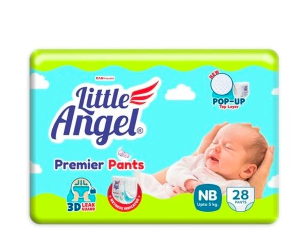 Little Angel Premier Baby Diaper Pants, New Born - 28 CountName: Little Angel Premier Baby Diaper Pants, New Born - 28 CountProduct Name: Little Angel Premier Baby Diaper Pants, New Born - 28 CountSize: XSNet Quantity (N): 1Little angel Premier pants are made specially for the Indian baby. Country of Origin: India - S-36 Pants