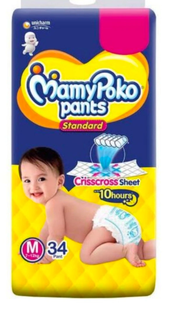 Mamypoko Pants Standard Medium size 34 picsName: Mamypoko Pants Standard Medium size 34 picsProduct Name: Mamypoko Pants Standard Medium size 34 picsBrand Name: Mamy Poko PantsSize: MNet Quantity (N): 1Crisscross absorbent sheet that spreads urine equally Lasts for up to 10 Hours Easy to wear and remove pant style diapers Affordable diaper pants Mamypoko pantsCountry of Origin: Ind - Only Medium -34 Pants