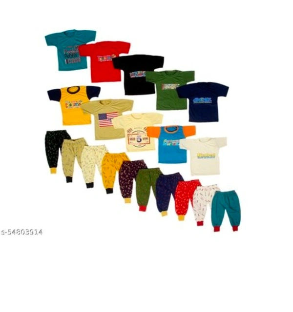 Boys   Clothing Sets More than 10Name: Boys   Clothing Sets More than 10Top Fabric: HosieryBottom Fabric: HosierySleeve Length: Short SleevesTop Pattern: PrintedBottom Pattern: PrintedNet Quantity (N): More than 10Add-Ons: Bow TieSizes:0-3 Months, 3-6 Months, 6-9 Months, 9-12 Months, 12-18 Months, 18-24 Months, 2-3 Years, 3-4 Years, 4-5 Years, 5-6 YearsCountry of Origin: India - 3-6 M