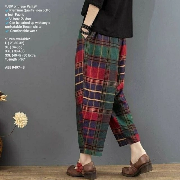 🛍️ *READY TO DISPATCH 🤩 🛍️ READY TO DISPATCH* 🤩Summer Loose Large Size Retro Printing Poly Pants... 👖All New Design Fresh PantsABW R480GABW R497BABW R462DABW R462A*ABW R454(Tunic)*USP of these Pants✔️Premium Quality Soft poly linen Fabric ✔️Unique Design✔️Can be paired up with any comfortable Tees n shirts✔️ Comfortable wearSizes availableL ( 28-30-32)XL ( 34-36 )XXL ( 38-40 ) - M