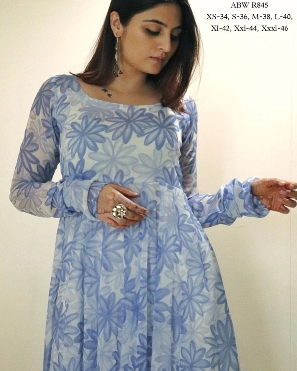 🛍️ *READY TO DISPATCH 🤩 🛍️ READY TO DISPATCH* 🤩Its has been really beautiful shade this fall by wt when enhanced with attractive Anarkali Dress ,it wins hearts. So graceful ,so enchanting Code:- ABW R845Size :- XS-34, S-36, M-38, L-40, Xl-42, Xxl-44, Xxxl-46 Fabric :- Georgette With lining Length:-52' - S