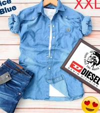 Man,s Denim Shirts - Dark Blue, L