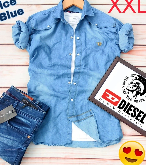 Man,s Denim Shirts - Dark Blue, L