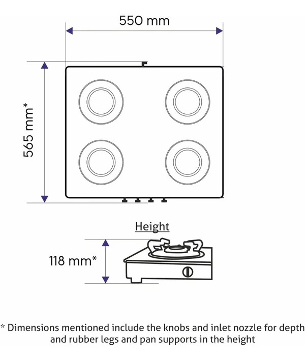 Glen 4 Burner LPG Glass Gas Stove with Brass Burner, Black (CT4B55BLBB)