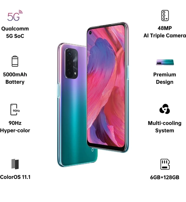 OPPO A74 5G Fantastic Purple,6GB RAM,128GB Storage