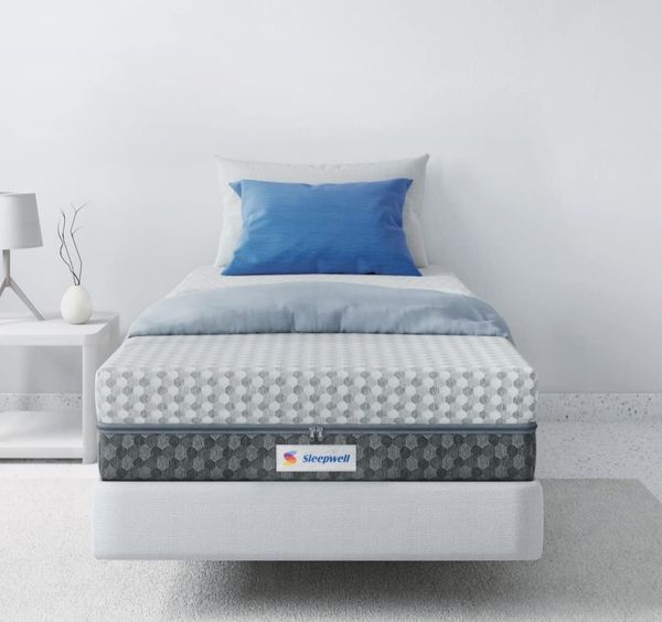 Sleepwell Reversible 8-inch Single Bed Size, Gentle and Firm, Triple Layered Anti Sag Foam Mattress (Grey, 72x36x8