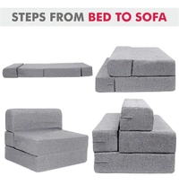 Royal Decor Two Seater Folding Sofa Cum Bed - Jute Fabric Washable Cover with Free Cushion-4x6-(Grey)