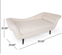 Wood Art City 2-Seater Rosewood Settee Sofa Diwan Couch Chaise Lounge (Beige, Off White)