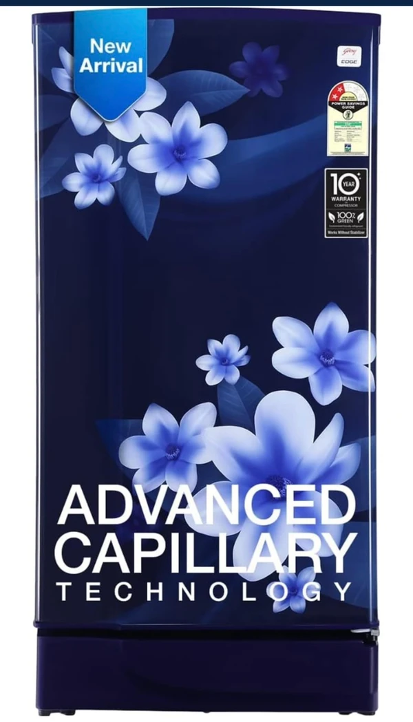 Godrej 180 L 2 Star Advanced Capillary Technology, With Jumbo Vegetable Tray Direct Cool Single Door Refrigerator(2023 Model, RD EDGE 205B WRF PP BL, Pep Blue)