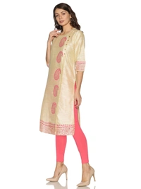 Silky Cotton Mango Printed Mily White Colour Kurti - Quarter Pearl Lusta, M