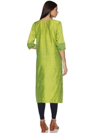 Silky Cotton Peacock Printed Olive Colour Kurti - Quarter Pearl Lusta, XL