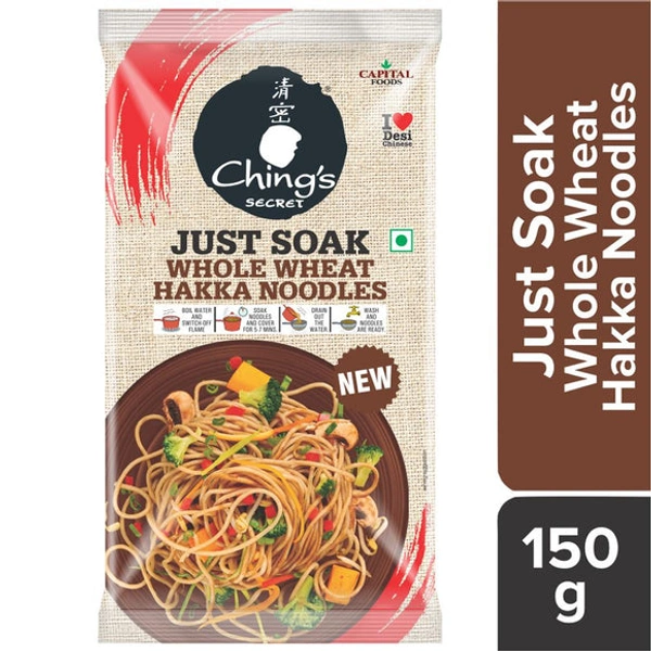 Chings Secreat Just Soak Whole Wheat Hakka Noodles - 150 Gm