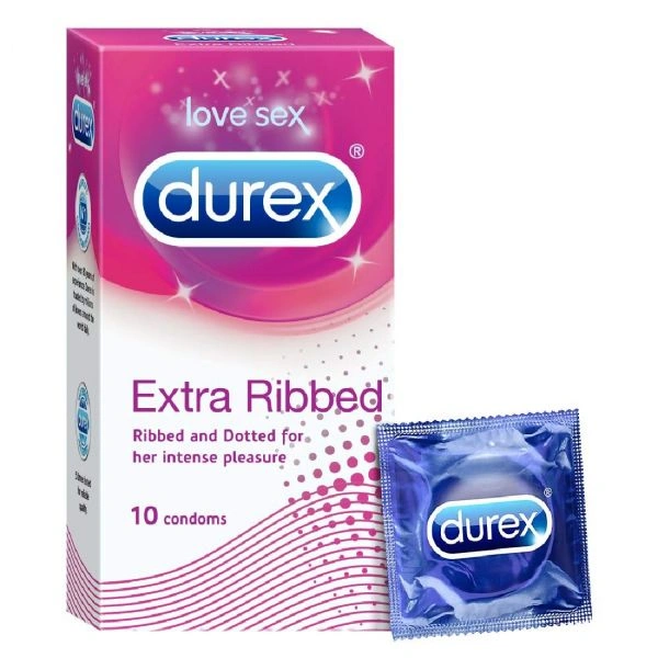 Durex  Extra Ribbed Condom - 10 Pcs