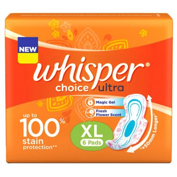 Whisper Choice Sanitory Pads Xl - 30 Pcs