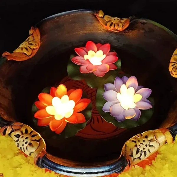 Water Floating Smokeless Candles & Lotus Flowers Sensor Led TeaLight For Outdoor And Indoor Decoration - Pack Of 6 Candle (Pack Of 6)