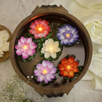 Water Floating Smokeless Candles & Lotus Flowers Sensor Led TeaLight For Outdoor And Indoor Decoration - Pack Of 6 Candle (Pack Of 6)