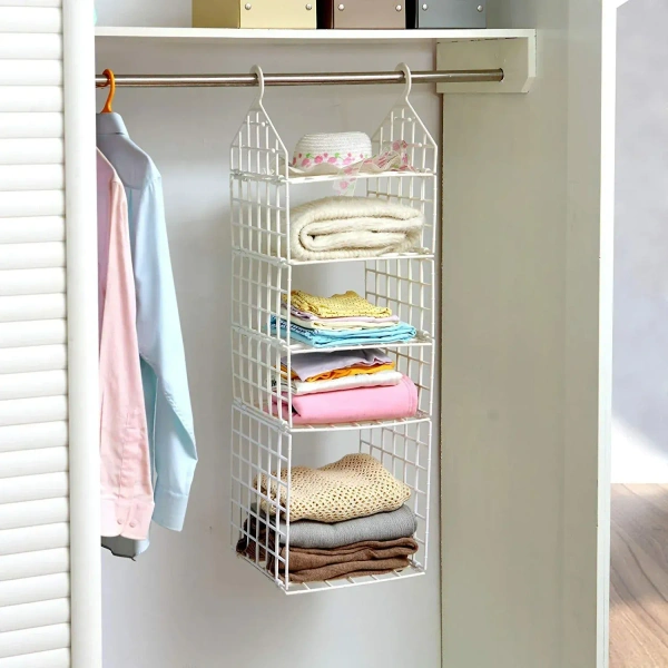 MULTIPURPOSE 5 LAYER FOLDING CLOTHES STORAGE RACKS||CLOSET FOR STUDENTS WARDROBE SHELVES SOCKS, SCARF, T-SHIRT, ETC||HANGING ORGANIZER STORAGE HOLDERS & RACK