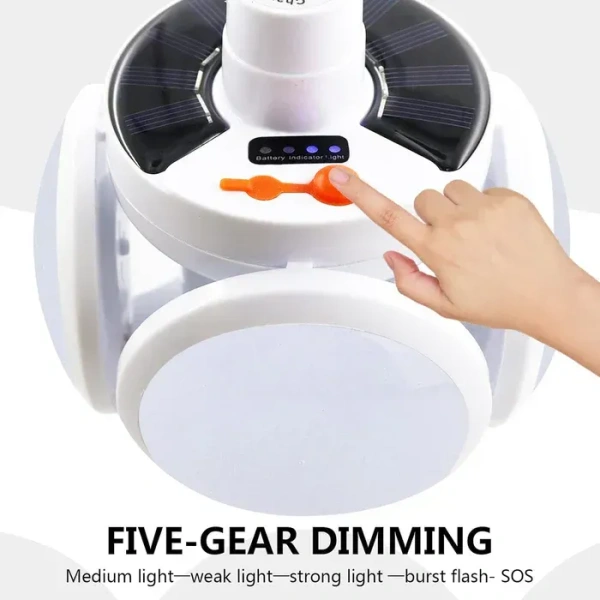 Solar Multi-Functional Emergency LED Light Bulb With USB Charging, LED Camping Lamp, Camping Lamp, USB Rechargeable, 5 Brightness Light Modes, Foldable Camping Light, SOS IP65 Waterproof Camping Light, Blackout Emergency Equipment, Camping Gadgets