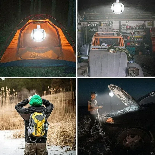 Solar Multi-Functional Emergency LED Light Bulb With USB Charging, LED Camping Lamp, Camping Lamp, USB Rechargeable, 5 Brightness Light Modes, Foldable Camping Light, SOS IP65 Waterproof Camping Light, Blackout Emergency Equipment, Camping Gadgets
