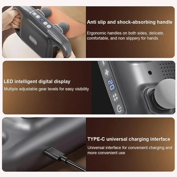 Handheld Full Body Massager 4-Head Massage Gun (1 Pc)