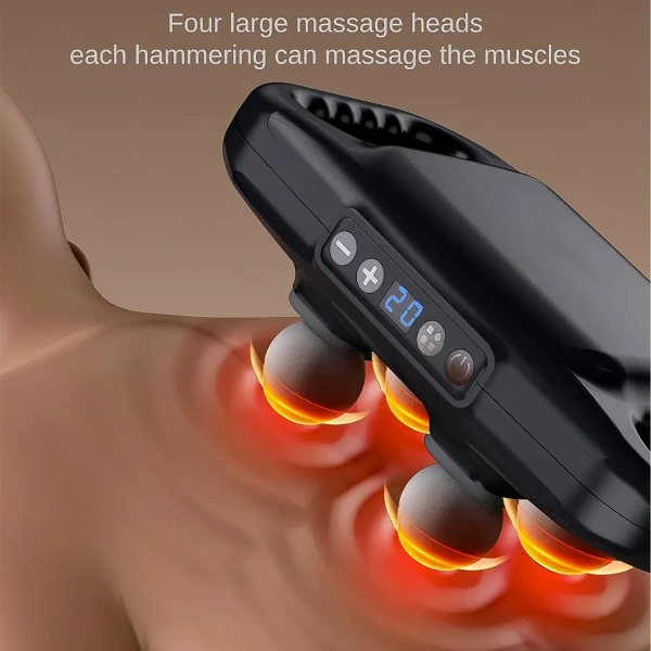 Handheld Full Body Massager 4-Head Massage Gun (1 Pc)