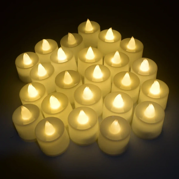 Set Of 12 Flameless Floating Candles Battery Operated Tea Lights Tealight Candle - Decorative, Wedding.( Diya , Divo , Diva , Deepak , Jyoti ,)