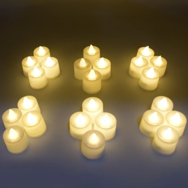 Set Of 12 Flameless Floating Candles Battery Operated Tea Lights Tealight Candle - Decorative, Wedding.( Diya , Divo , Diva , Deepak , Jyoti ,)