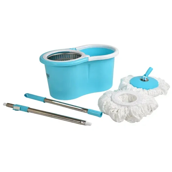 Plastic Spinner Bucket Mop 360 Degree Self Spin Wringing with 2 Absorbers for Home and Office Floor Cleaning Mops Set