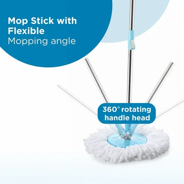 Plastic Spinner Bucket Mop 360 Degree Self Spin Wringing with 2 Absorbers for Home and Office Floor Cleaning Mops Set