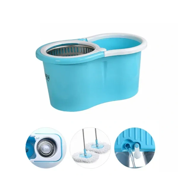 Plastic Spinner Bucket Mop 360 Degree Self Spin Wringing with 2 Absorbers for Home and Office Floor Cleaning Mops Set