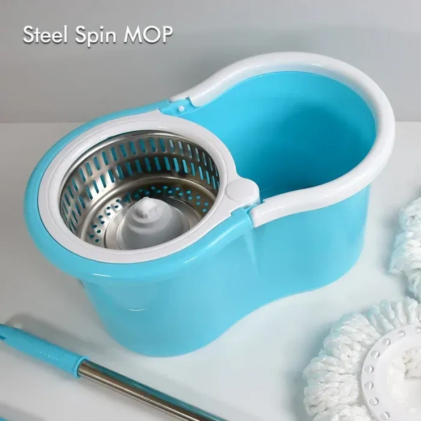 Plastic Spinner Bucket Mop 360 Degree Self Spin Wringing with 2 Absorbers for Home and Office Floor Cleaning Mops Set