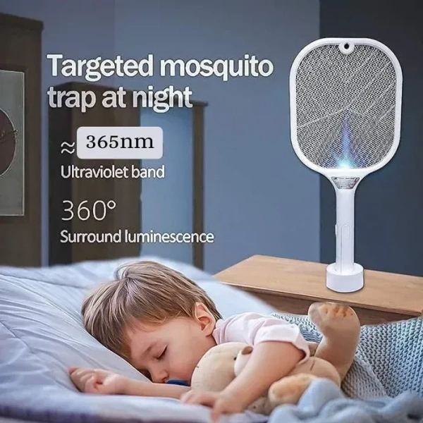 Mosquito Killer Racket | Rechargeable Automatic Electric Fly Swatter | Mosquito Zapper Racket With UV Light Lamp | Mosquito Swatter With USB Charging Base | Electric Insect Killer Racket Machine Bat