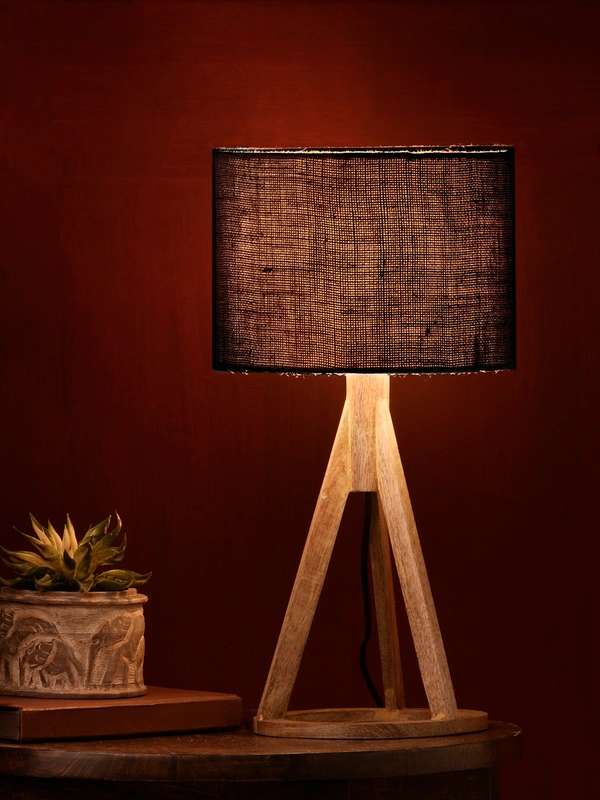 Jute Black Trio Wooden Lamp - Green