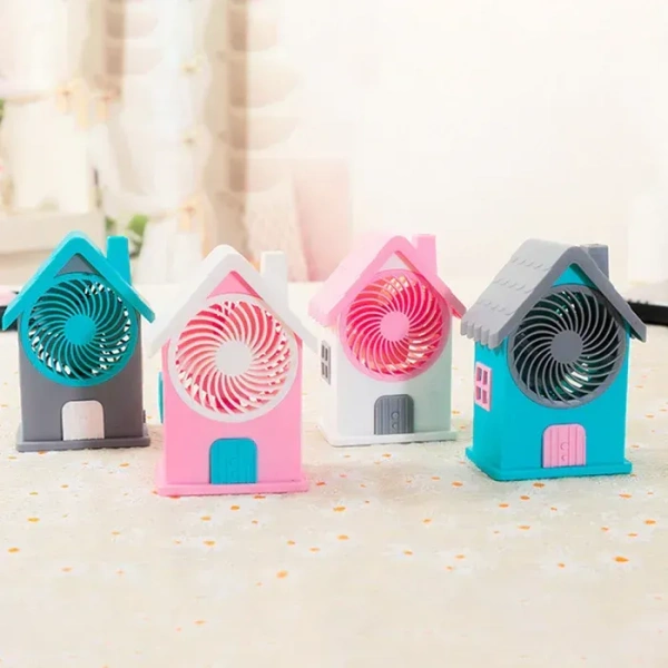 Mini House Fan House Design Rechargeable Portable Personal Desk Fan For Home , Office & Kids Use (Battery Not Include)