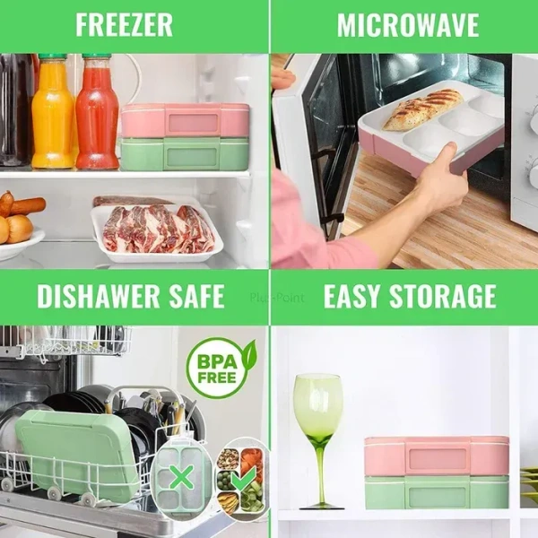 Lunch Box 4 Compartment With Leak Proof Lunch Box For School & Office Use