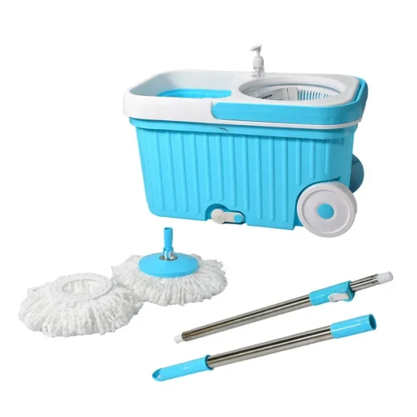 Spin Mop with Bigger Wheels and Plastic Auto Fold Handle for 360 Degree Cleaning