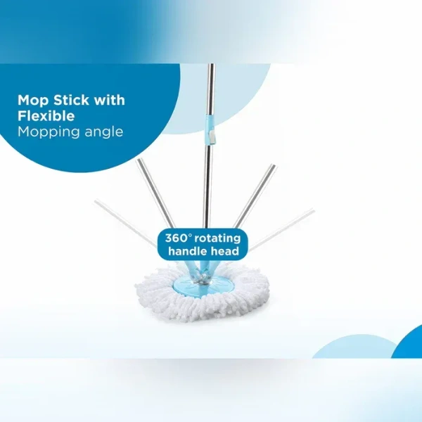 Spin Mop with Bigger Wheels and Plastic Auto Fold Handle for 360 Degree Cleaning