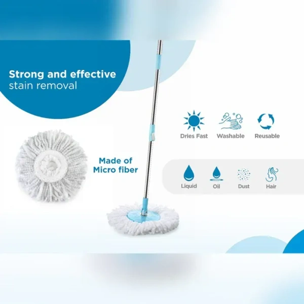 Spin Mop with Bigger Wheels and Plastic Auto Fold Handle for 360 Degree Cleaning